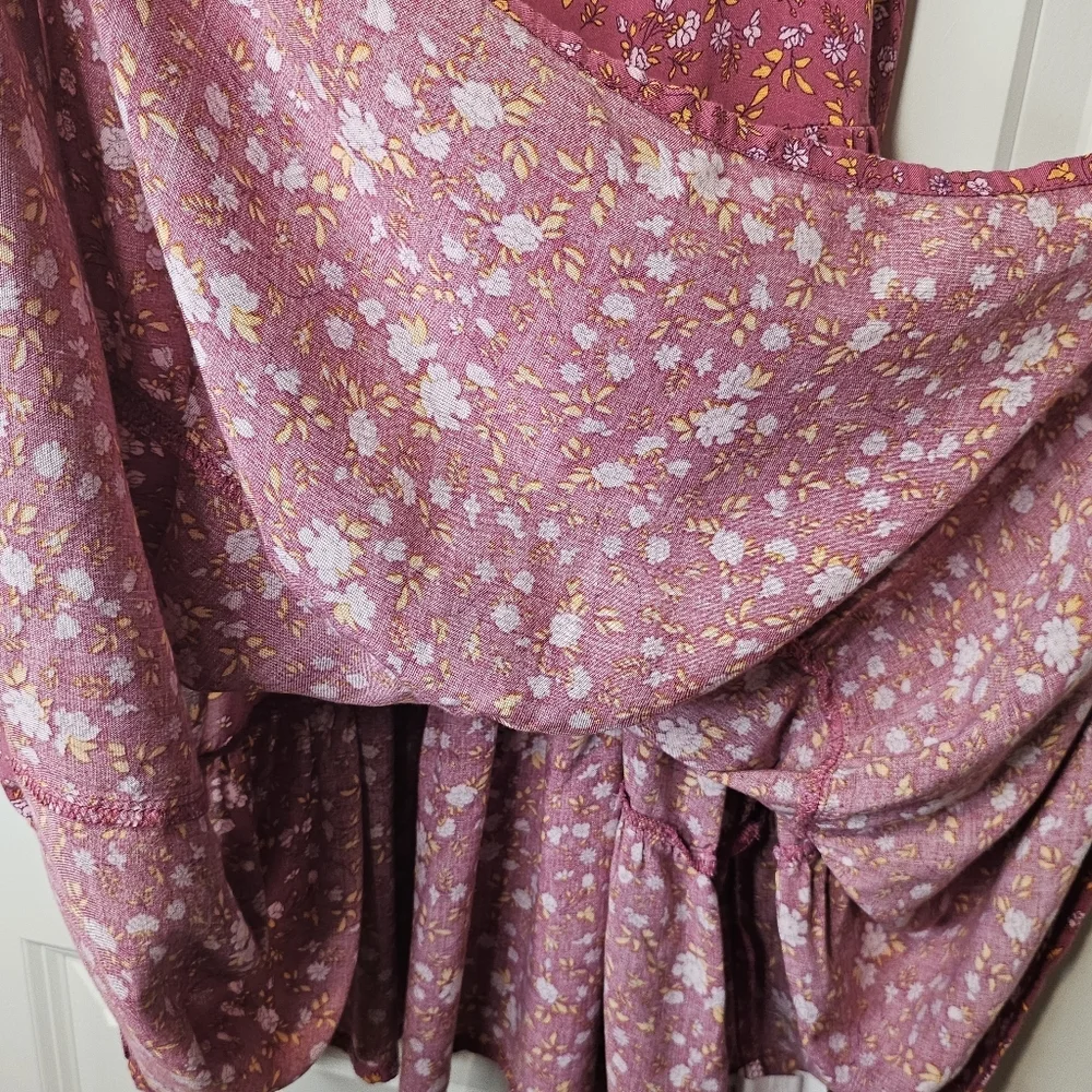 Girls Sundress Floral Pink Tiered Size 16 Boho Summer Dress Adjustable Straps - Picture 8 of 15